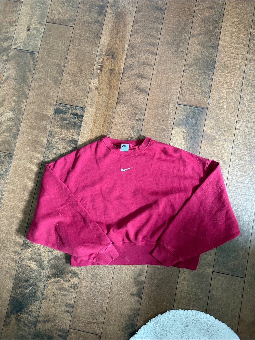 Nike Crop Maroon Sweatshirt with White swoosh